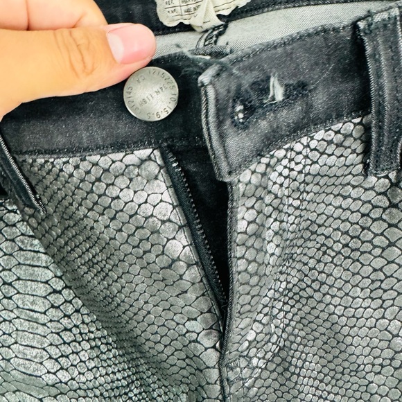 Current/Elliott The Ankle Skinny Matte Black & Gunmetal Coated - Picture 9 of 10